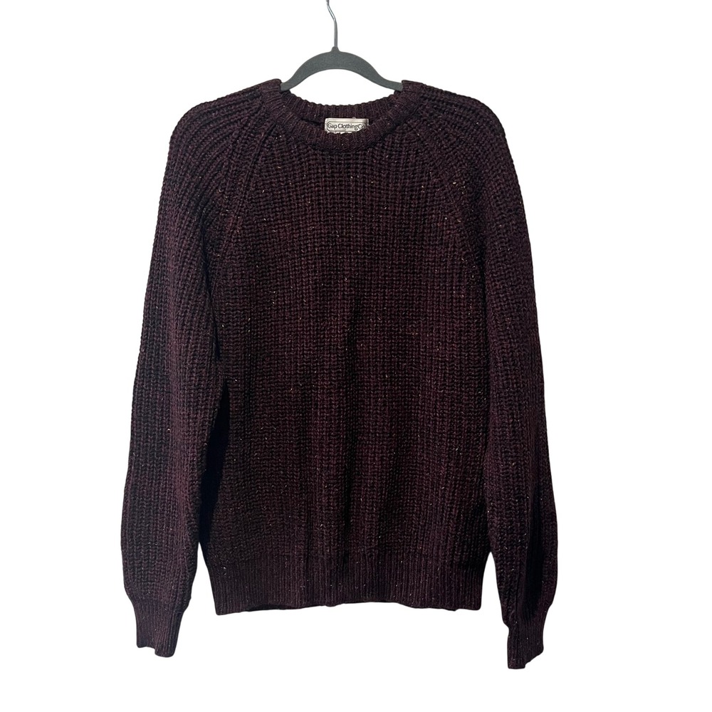 Vintage Gap Clothing Co Mens Sweater Burgundy Wool‎ Blend Chunky Speckled Large